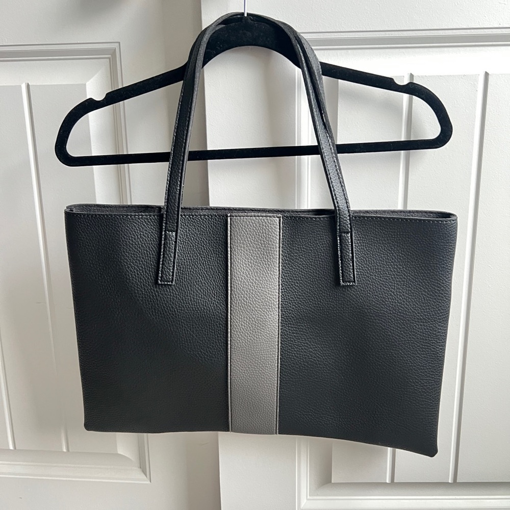 Vince Camuto Tote Bag Black and Gray Leather